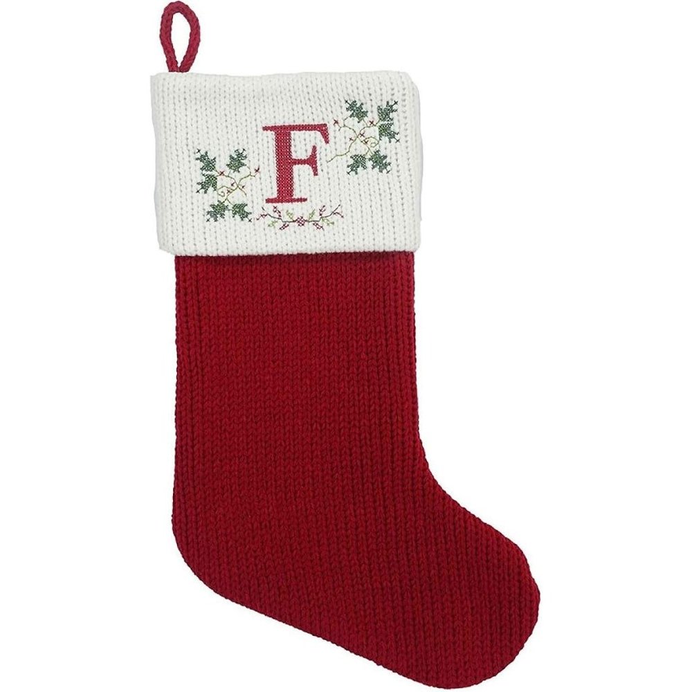 St. Nicholas Square 21-inch Monogram Embroidered Cross Stitch Initial Cable Knit